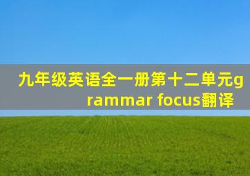 九年级英语全一册第十二单元grammar focus翻译